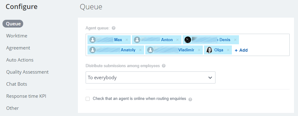 Agent queue